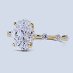 Oval Engagement Ring | Lab Grown Diamond | Hidden Halo | 14K Yellow Gold