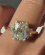 Modern Radiant 3 Stone Engagement Ring | Lab Grown Diamond | 14K Yellow Gold Fine Jewelry