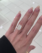 8CT Emerald Cut Modern Prong Set Ring | Lab Grown Diamond | 14K Yellow Gold