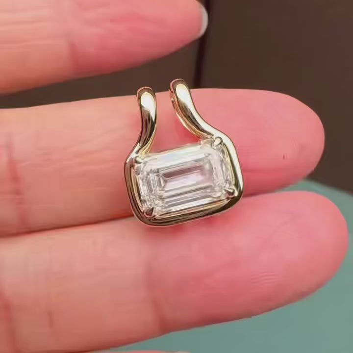 Emerald Cut Lab Grown Diamond Pendant, Solitaire Diamond Necklace, Minimalist Gold Pendant, IGI Certified, Gift for Her