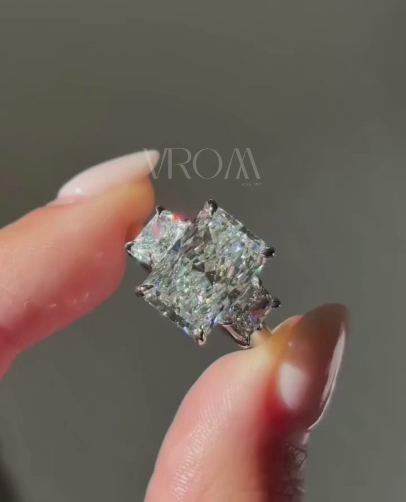 Elegant Radiant 3 Stone Engagement Ring | Lab Grown Diamond | 14K Yellow Gold Classic Style