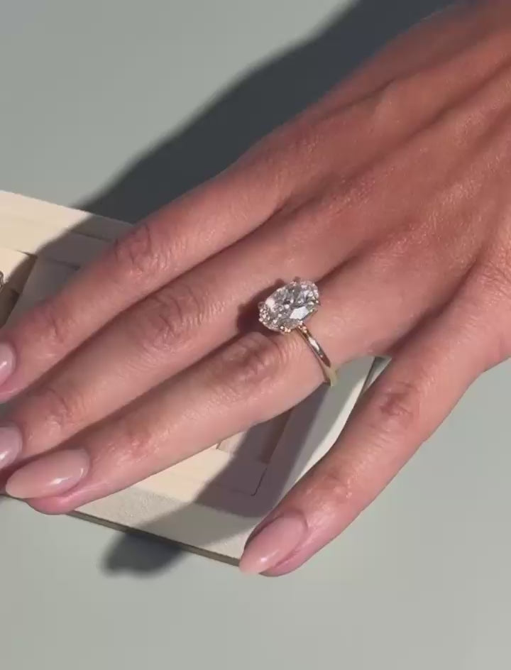 2.5ct Oval Lab Diamond Solitaire Ring - Handmade 14k Gold Anniversary Ring