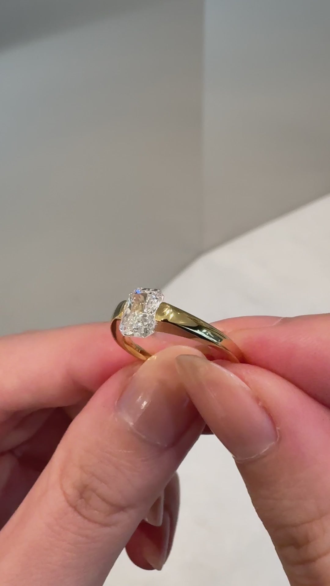 Modern Radiant Cut Ring | Lab Grown Diamond | 14K Yellow Gold Minimal Sleek Design