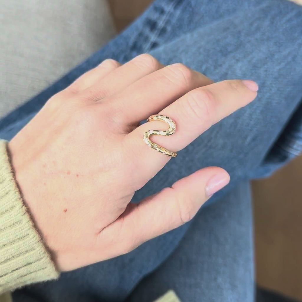 French Wave Wedding Band | Lab Grown Diamond | 14K Gold