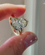 Minimal Oval Half Bezel Ring | Lab Grown Diamond | 14K Yellow Gold