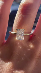 Radiant Cut Lab Grown Diamond Solitaire Engagement Ring in Solid 14K Gold