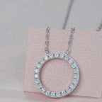 Dainty Circle Pendant Necklace Iced Out | Lab Grown Diamond | 14K Yellow Gold Modern Look