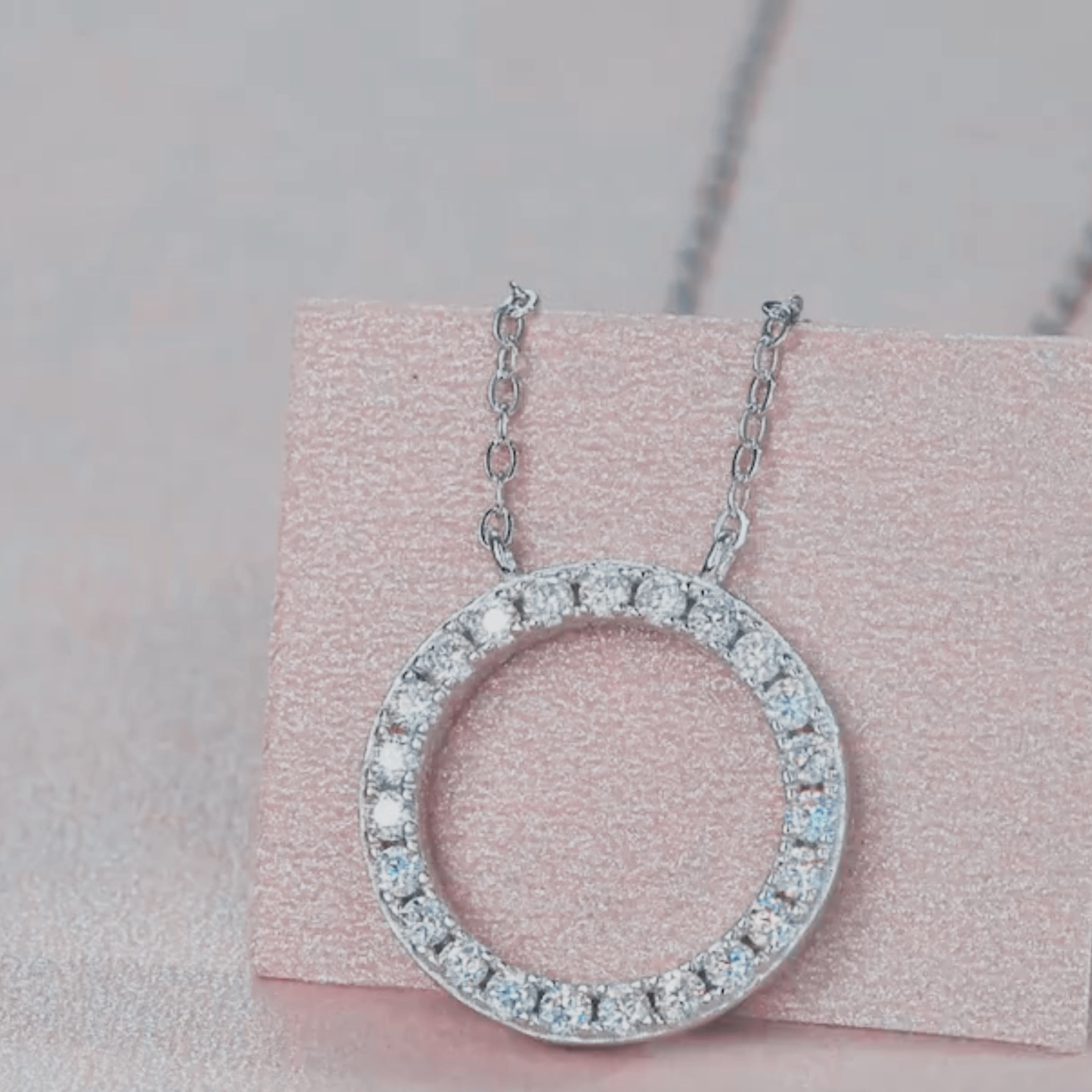Dainty Circle Pendant Necklace Iced Out | Lab Grown Diamond | 14K Yellow Gold Modern Look