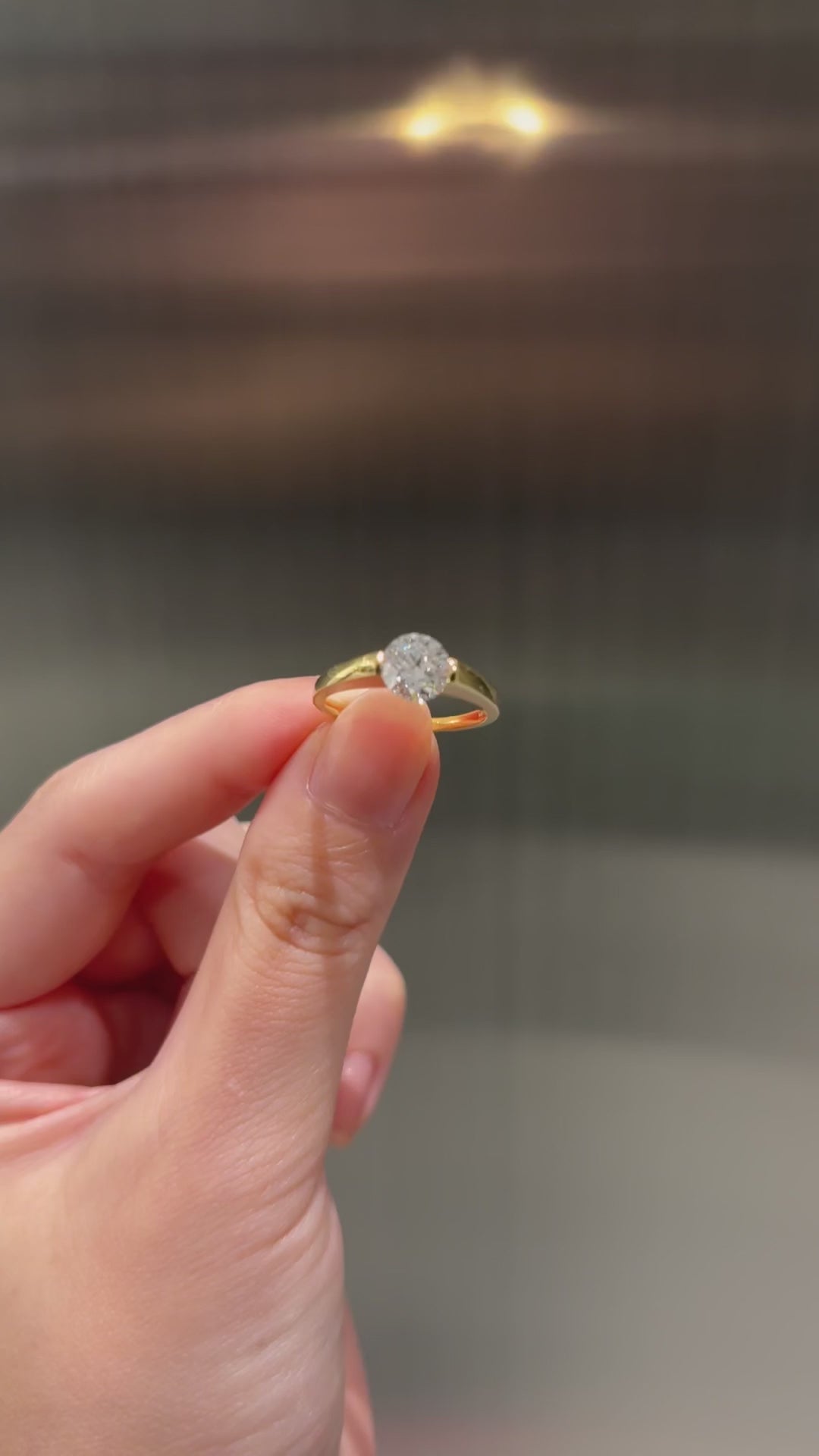 Modern Round Cut East West Ring | Lab Grown Diamond | 14K Yellow Gold Sleek Design