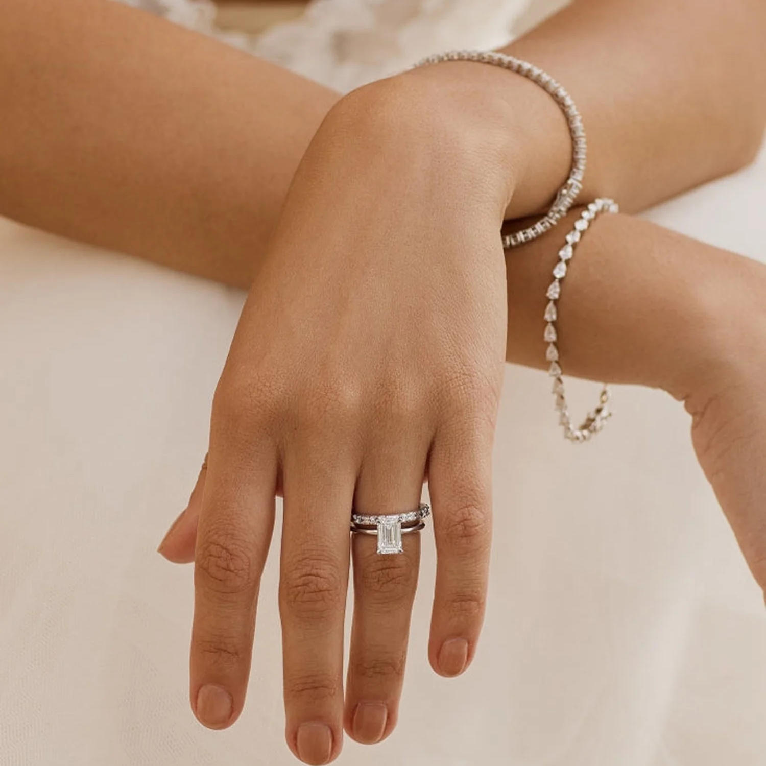 Emerald Cut Lab Grown Diamond Solitaire Engagement Ring in Solid 14K Gold