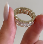 Modern Radiant Cut Eternity Ring | Lab Grown Diamond | 14K Yellow Gold