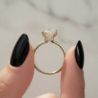 4.5CT Radiant Cut Ring with Side Accents and Hidden Halo | Lab Grown Diamond | 14K Yellow Gold